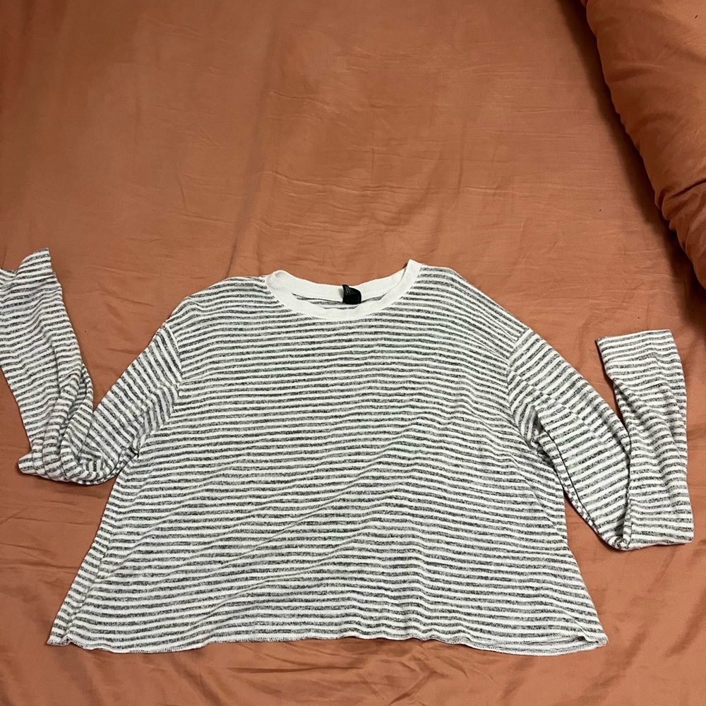 Wild Fable great and white striped cropped tee